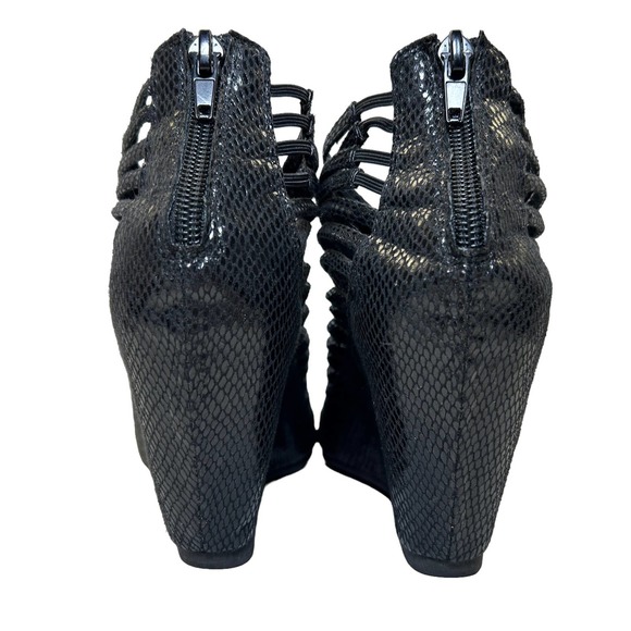 Jeffrey Campbell Ibiza Last Black snake embossed Leather Wedge shoes W Size 6 - Picture 9 of 16